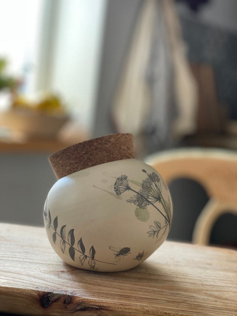 Salt Cellar, Salt Pig Salt keeper, ceramic salt pot, botanical