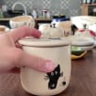 French butter crock, funny pottery, black cat, gift for chef