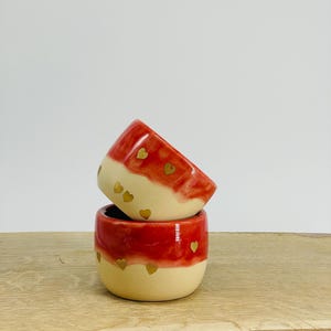 Ceremonial cocoa mugs, Espresso tumbler, red, golden hearts, set of two