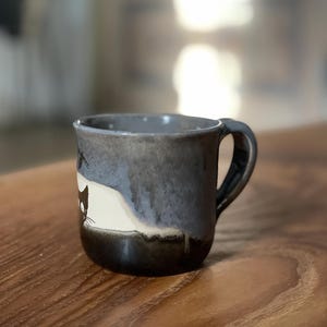 Cat mug, black cat mug, fun funny mug, cat lovers, gray black cup