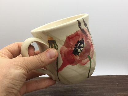 Pottery Poppies mug, Poppies ceramic cup, meadow flower mug, Wildflower pottery mug