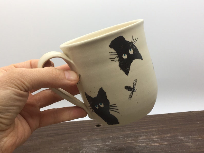 Ceramic mug, handmade ceramic mug, pottery mug, handpainted mug, cat mug