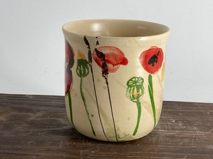 Pottery Poppies mug, Poppies ceramic cup, meadow flower mug, Wildflower pottery mug