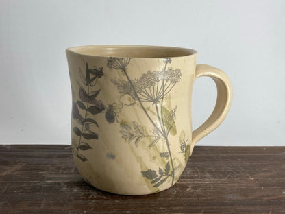 Pottery flower mug, Pottery floral cup, botanical pottery cup, meadow flower mug, Wildflower cup
