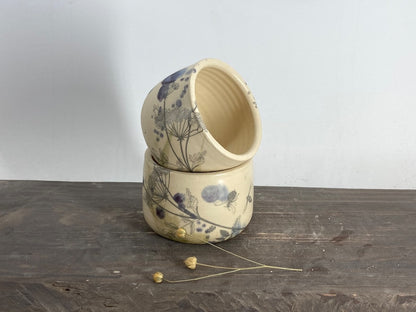 ceremonial cacao pitcher, Espresso/coffee tumbler, botanical, set of two