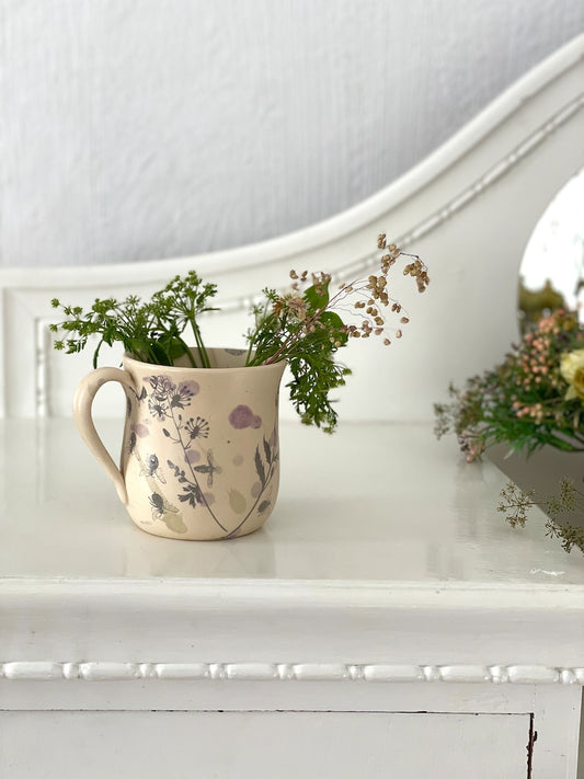 Ceramic mug, handmade ceramic mug, pottery mug, handpainted mug, flower mug