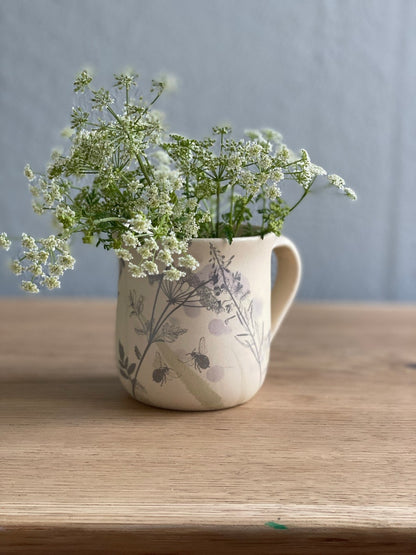 Ceramic mug, handmade ceramic mug, pottery mug, handpainted mug, flower mug