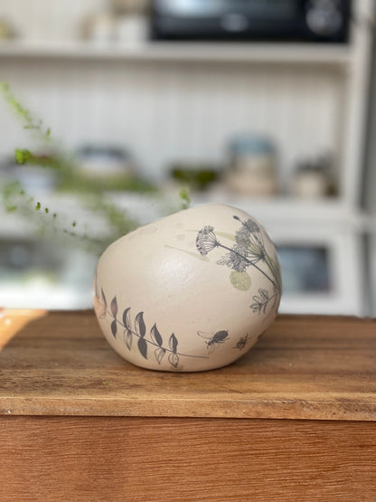 Salt Cellar, Salt Pig Salt keeper, ceramic salt pot, botanical