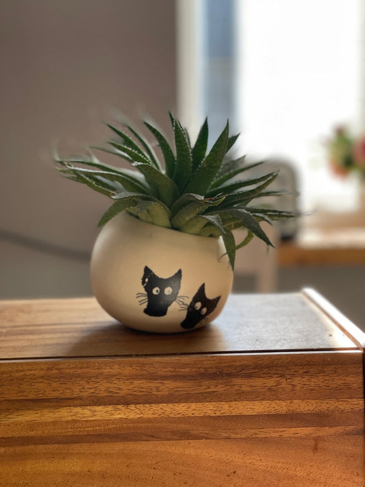 Salt Cellar, Salt Pig Salt keeper, ceramic salt pot, black cats