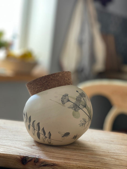 Salt Cellar, Salt Pig Salt keeper, ceramic salt pot, botanical