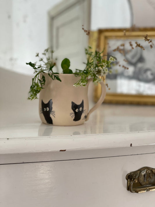 Ceramic mug, handmade ceramic mug, pottery mug, handpainted mug, cat mug