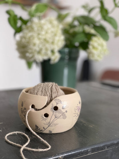 Ceramic Yarn Bowl, Knitting Bowl or Crochet Bowl, gift for knitters, white, simple