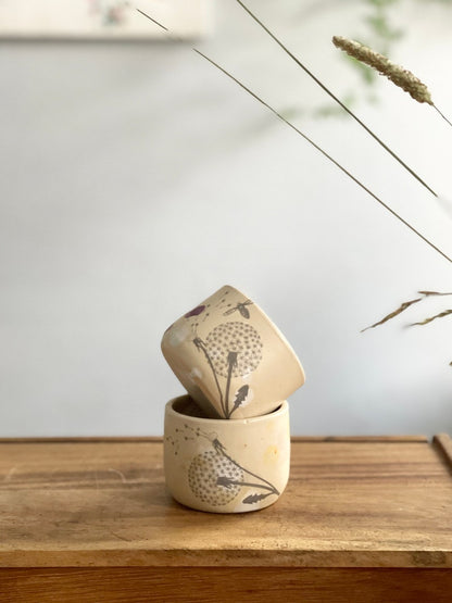 Espresso/coffee tumbler, Espresso cup, Espresso tumbler, dandelion, set of two