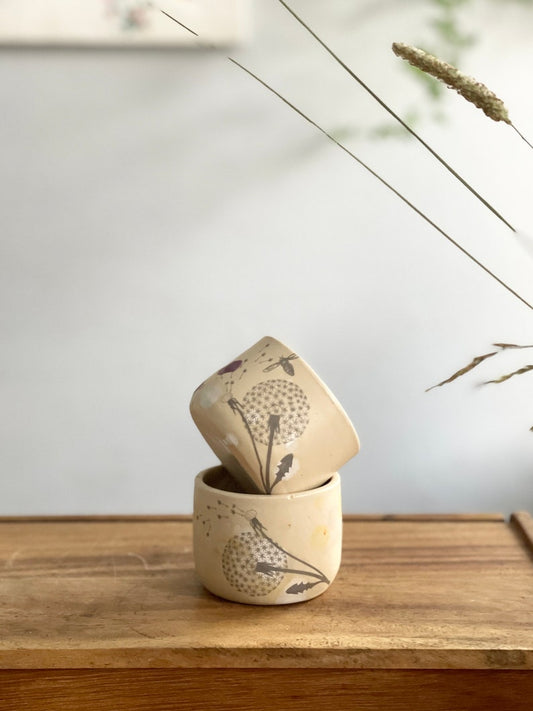 Espresso/coffee tumbler, Espresso cup, Espresso tumbler, dandelion, set of two