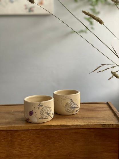 Espresso/coffee tumbler, Espresso cup, Espresso tumbler, dandelion, set of two