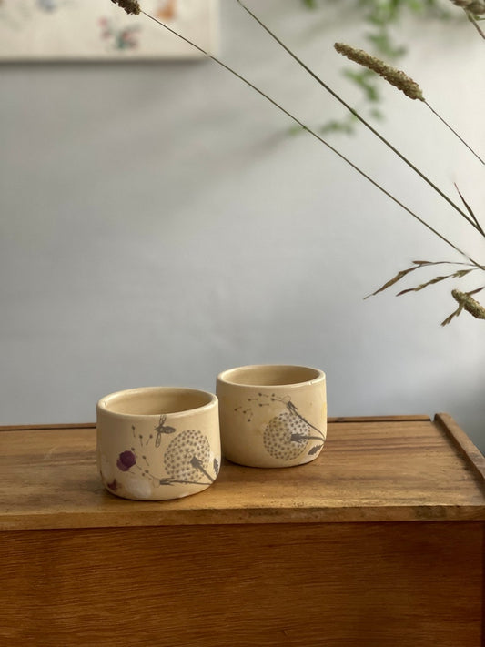Espresso/coffee tumbler, Espresso cup, Espresso tumbler, dandelion, set of two