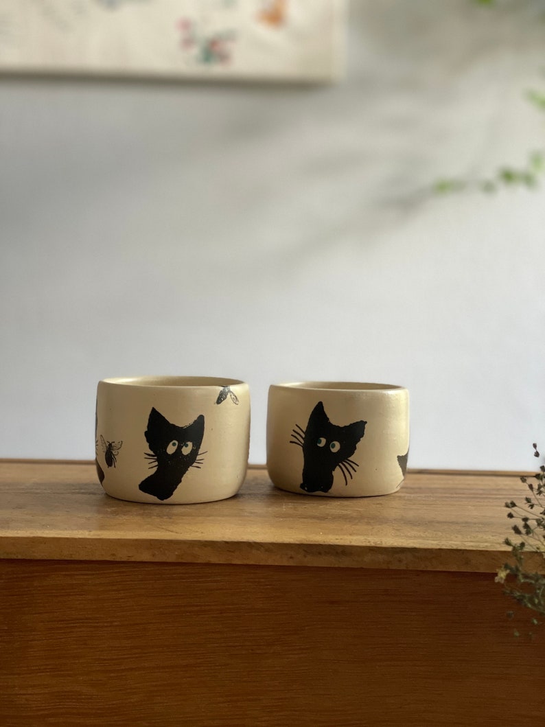 Ritual, ceremony, cocoa, Espresso tumbler, black cats, set of two