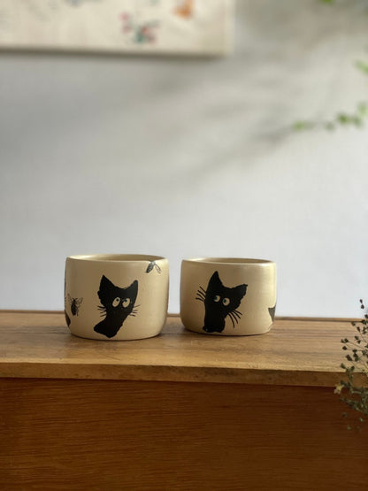 Ritual, ceremony, cocoa, Espresso tumbler, black cats, set of two