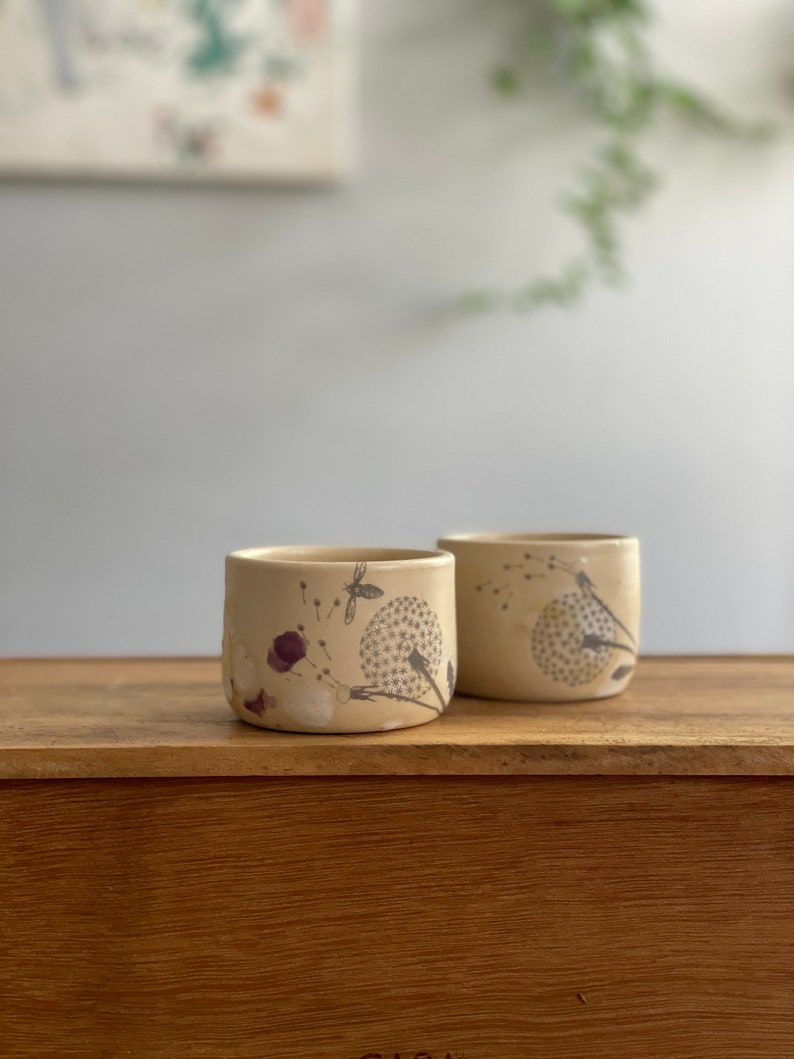 Espresso/coffee tumbler, Espresso cup, Espresso tumbler, dandelion, set of two