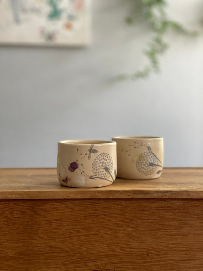 Espresso/coffee tumbler, Espresso cup, Espresso tumbler, dandelion, set of two
