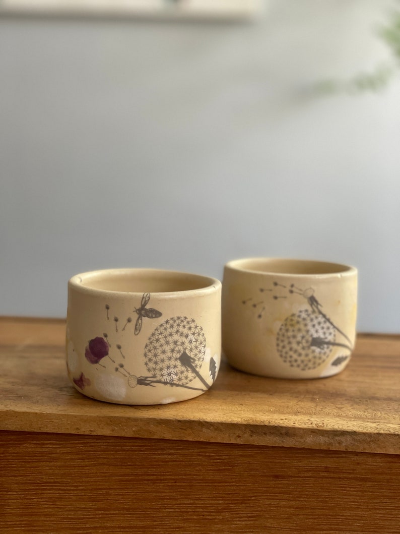 Espresso/coffee tumbler, Espresso cup, Espresso tumbler, dandelion, set of two