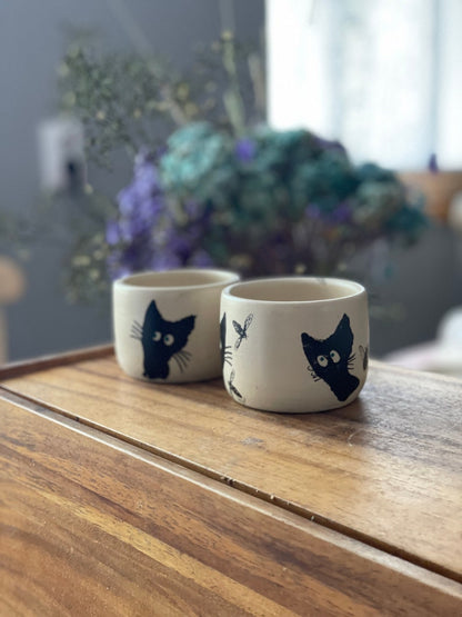 Ritual, ceremony, cocoa, Espresso tumbler, black cats, set of two