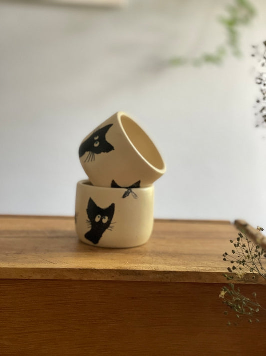 Ritual, ceremony, cocoa, Espresso tumbler, black cats, set of two