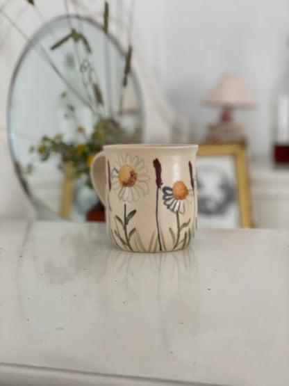 Dandelion mug, dandelion cup, botanical pottery cup, meadow flower mug, Wildflower cup