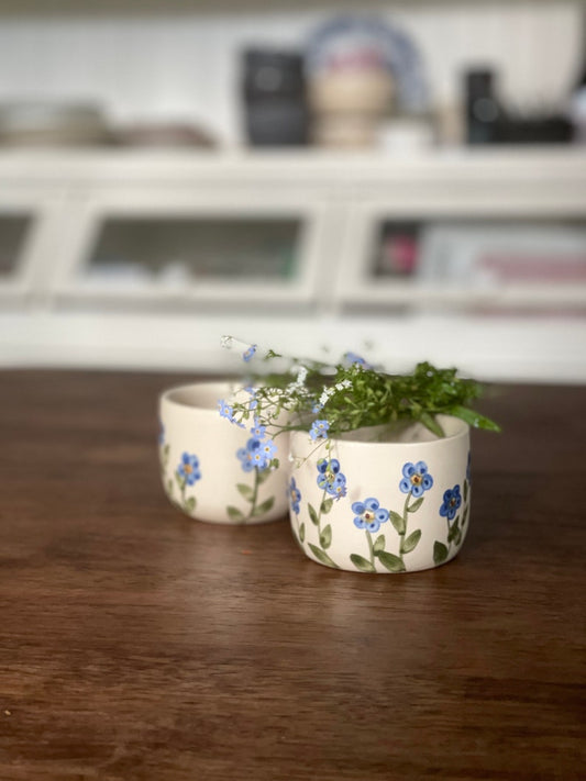 Espresso/coffee tumbler, Espresso cup, Espresso tumbler, forget me not, set of two
