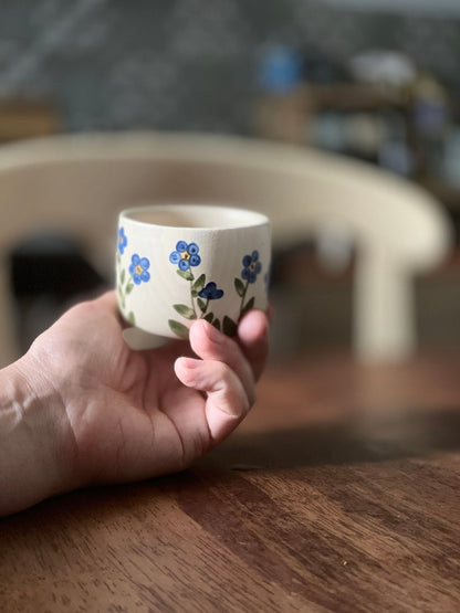 Espresso/coffee tumbler, Espresso cup, Espresso tumbler, forget me not, set of two
