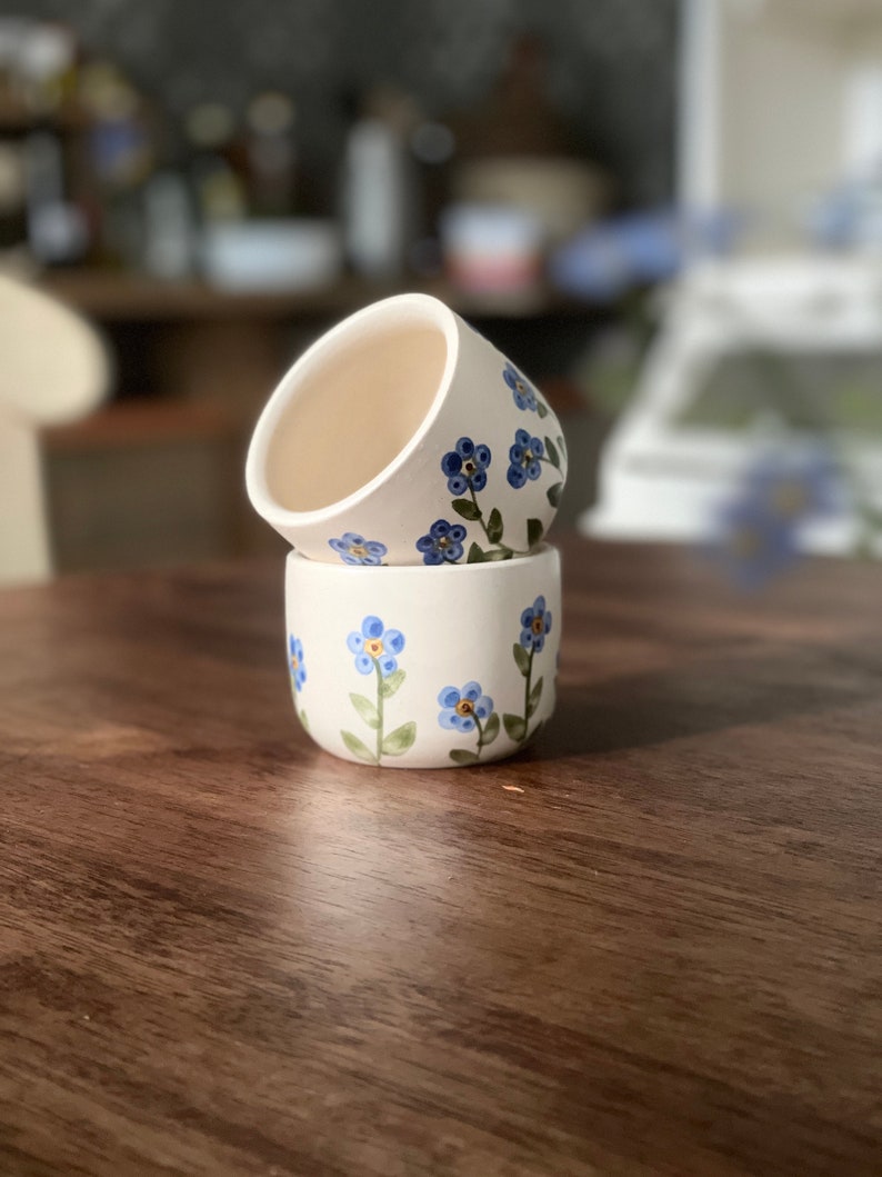 Espresso/coffee tumbler, Espresso cup, Espresso tumbler, forget me not, set of two