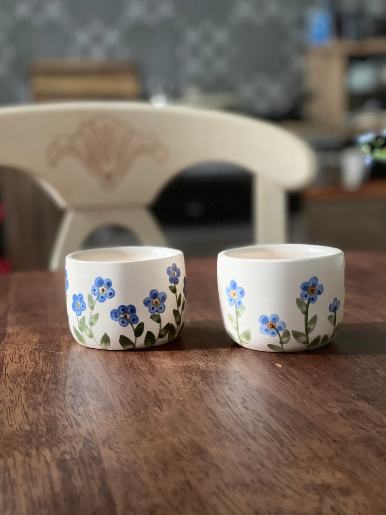 Espresso/coffee tumbler, Espresso cup, Espresso tumbler, forget me not, set of two