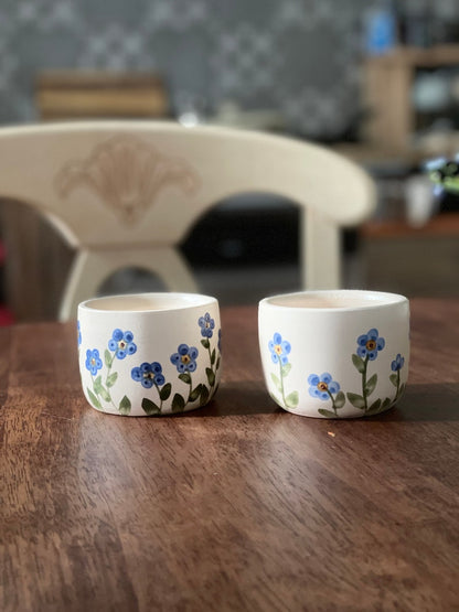 Espresso/coffee tumbler, Espresso cup, Espresso tumbler, forget me not, set of two