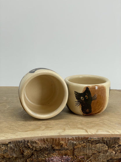 Cocoa ceremony mugs, cacao cups, Espresso cup, tumbler, cats, set of two