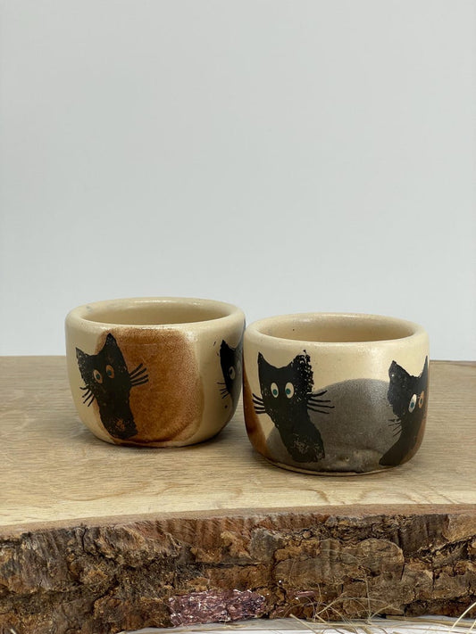 Cocoa ceremony mugs, cacao cups, Espresso cup, tumbler, cats, set of two