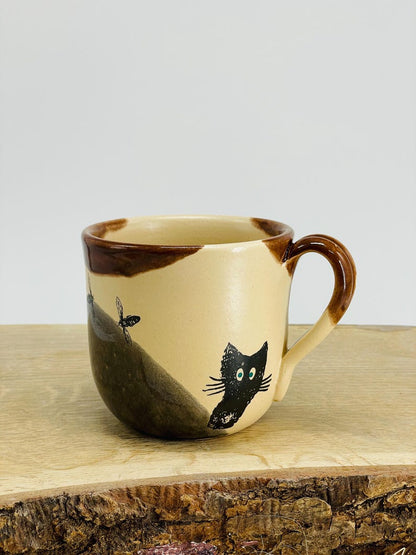Cat Handmade pottery mug, ceramic mug, Cat mug, funny mug