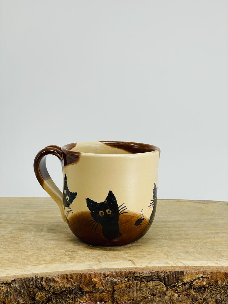 Cat Handmade pottery mug, ceramic mug, Cat mug, funny mug