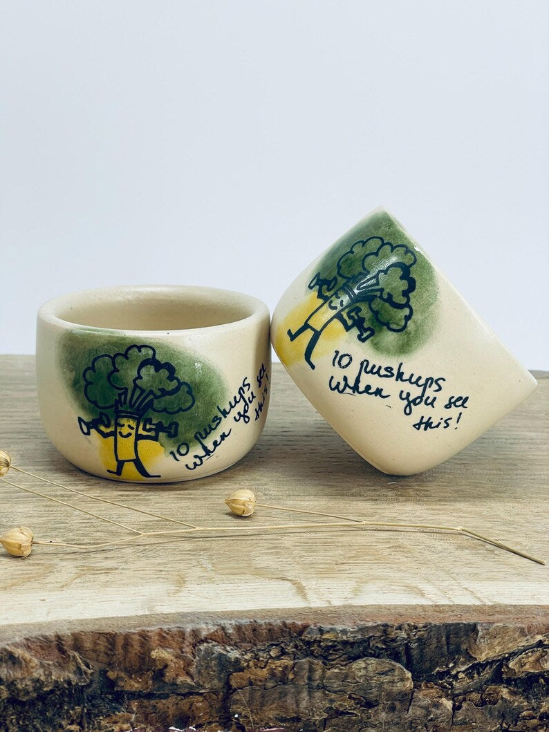 Ceremonial mugs, Espresso tumbler, gym, fitness, sports, broccoli