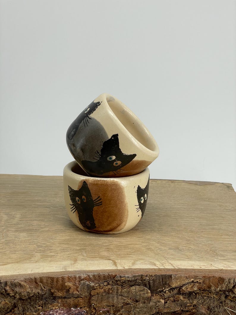 Cocoa ceremony mugs, cacao cups, Espresso cup, tumbler, cats, set of two