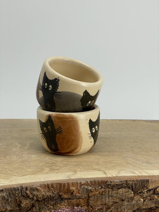 Cocoa ceremony mugs, cacao cups, Espresso cup, tumbler, cats, set of two
