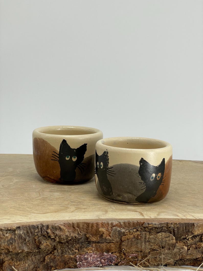 Cocoa ceremony mugs, cacao cups, Espresso cup, tumbler, cats, set of two