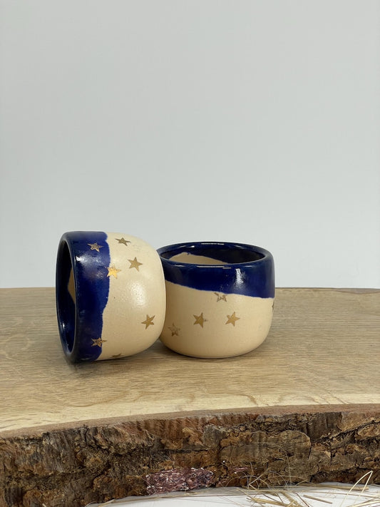 Cocoa ceremony, Espresso cup, mini cup,set of two, starry night