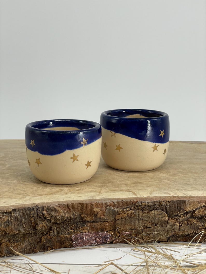 Cocoa ceremony, Espresso cup, mini cup,set of two, starry night