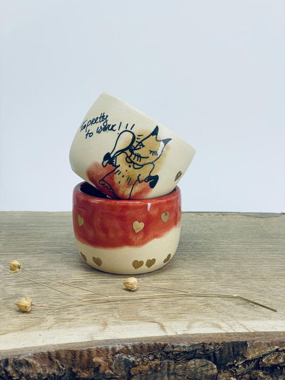 Espresso mugs, funny gift for sister, bestie, fox, golden heart
