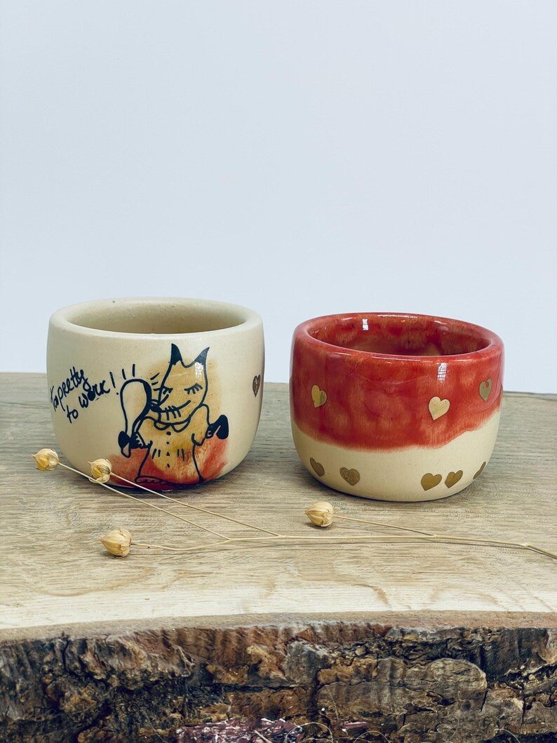 Espresso mugs, funny gift for sister, bestie, fox, golden heart