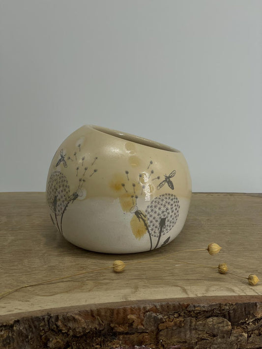 Salt Cellar, Salt Pig Salt keeper, ceramic salt pot, dandelions