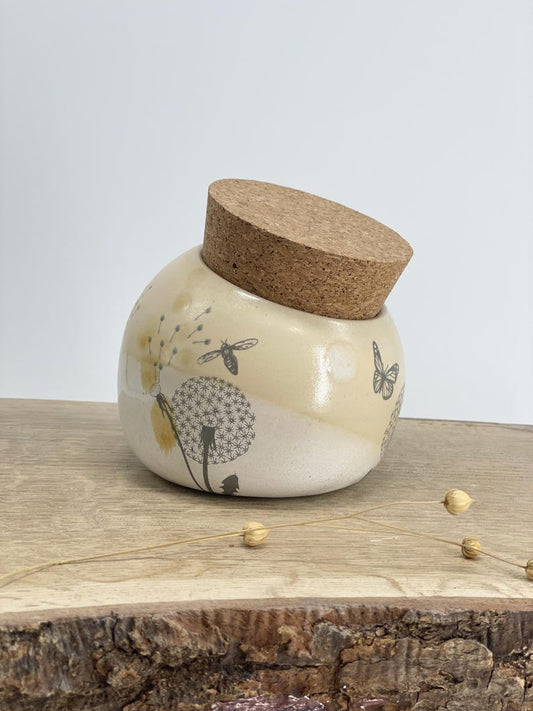 Salt Cellar, Salt Pig Salt keeper, ceramic salt pot, dandelions