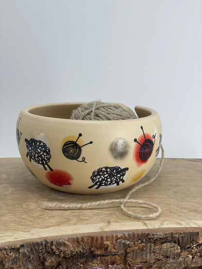 Ceramic Knitting Bowl, sheep Yarn Bowl, Yarn bowl, funny yarn bowl, knitting lovers