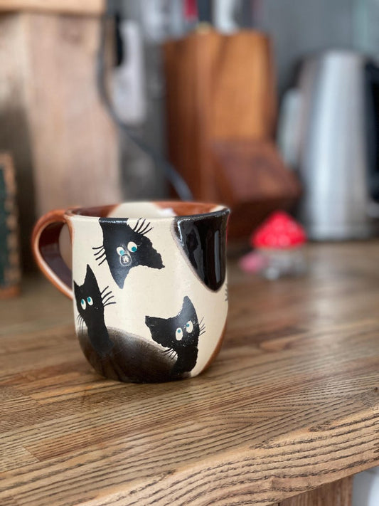 Cat Handmade pottery mug, ceramic mug, Cat mug, funny mug