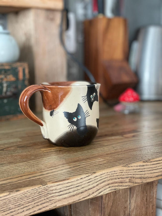 Cat Handmade pottery mug, ceramic mug, Cat mug, funny mug
